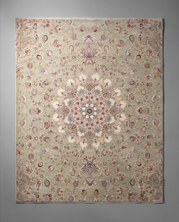 Sage Isfahan, a persian rug in Sage green & ivory