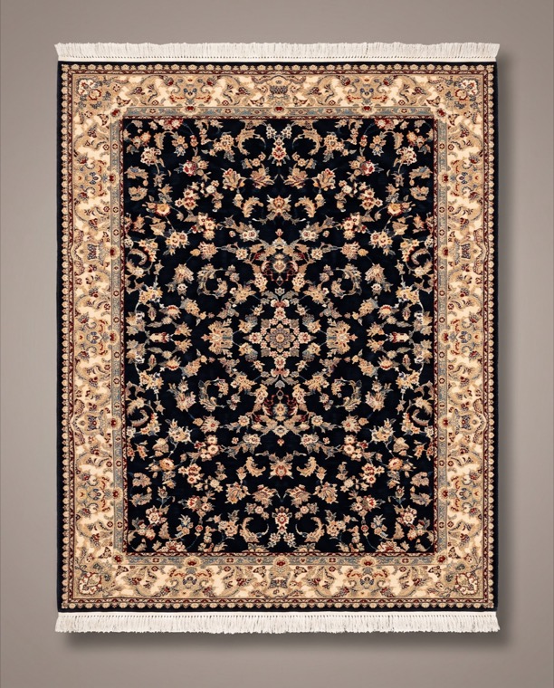 Indigo Bloom, a persian rug in Indigo & cream