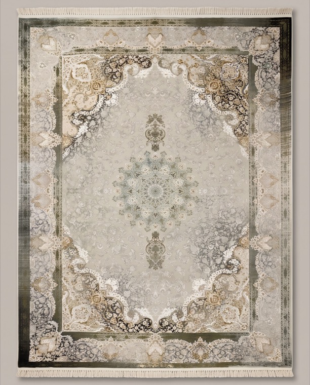 Faded Willow, a persian rug in Willow green & silver