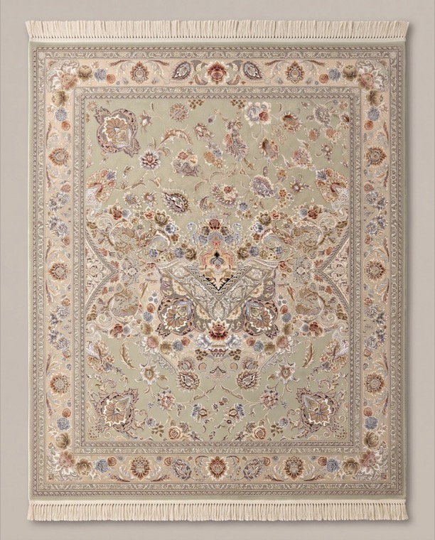 Willow Medallion, a persian rug in Willow green & cream