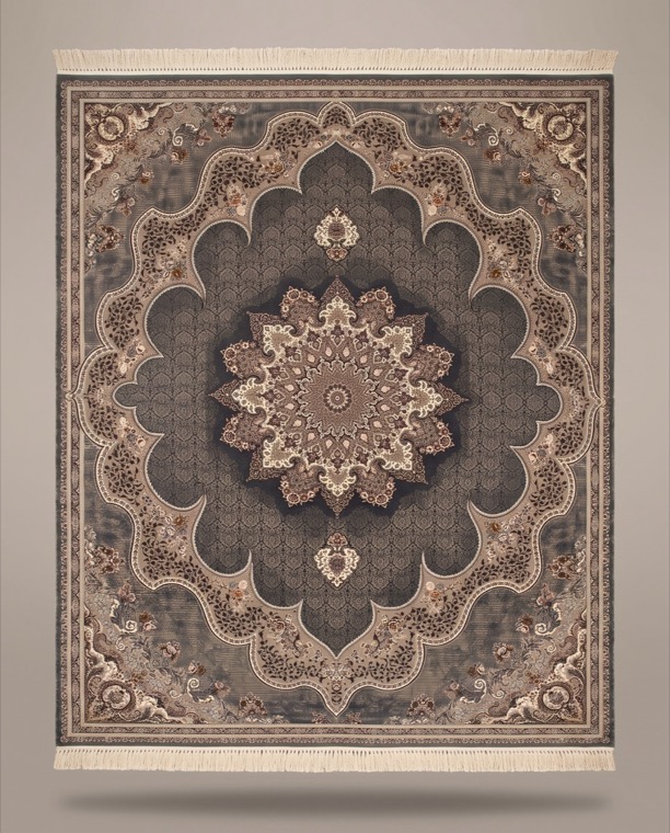 Obsidian Tabriz, a persian rug in Obsidian & warm cream